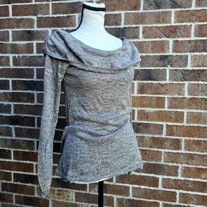 White House Black Market Metallic Off-Shoulder Sweater